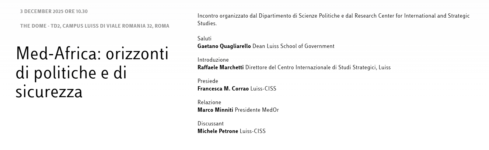 Med-Africa: orizzonti di politiche e di sicurezza